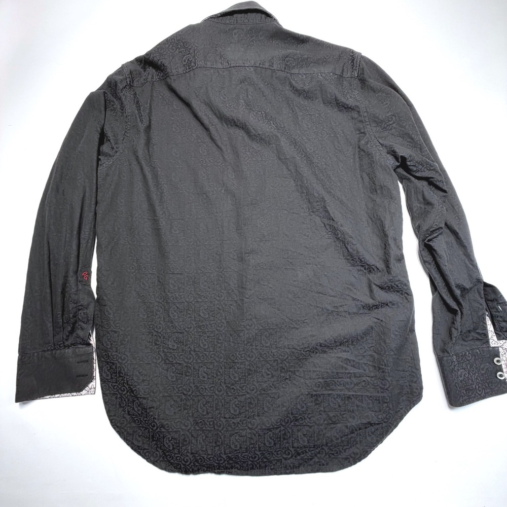 Robert Graham Button Up Shirt Mens L Black Paisley Flip Cuff - Picture 7 of 9